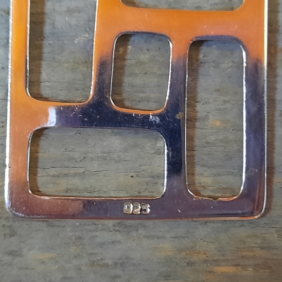 Vintage Sterling Silver Modernist Geometric Necklace - Picture 8 of 13